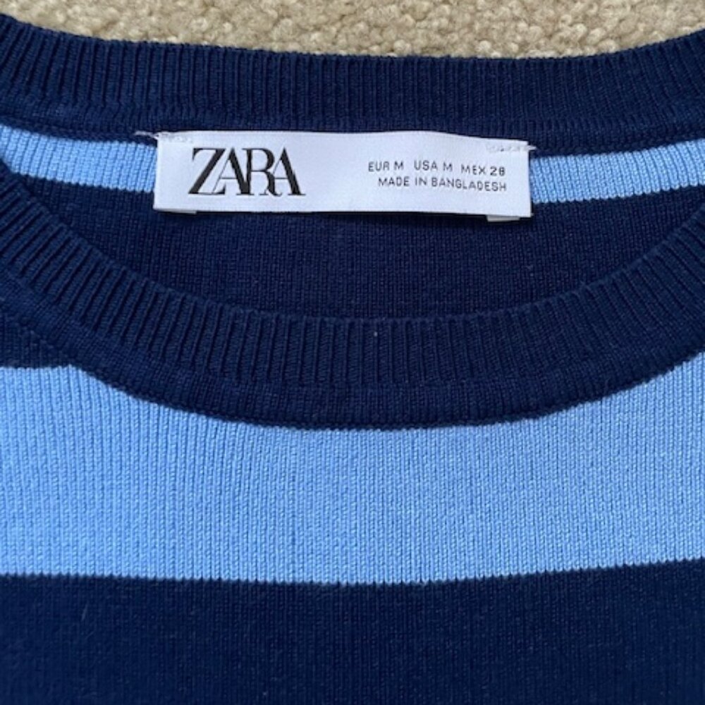 Zara blue striped cropped sweater - Picture 2 of 5
